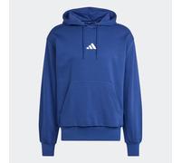 Felpa con cappuccio adidas Essentials Feelcozy Fleece blu scuro bianco - M