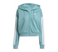 adidas Donna Essentials 3-Stripes French Terry Full Zip Hoodie, Powder Teal/White, L
