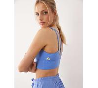 adidas Sportswear - Three Stripes Studio - Reggiseno a supporto medio color blu e giallo L