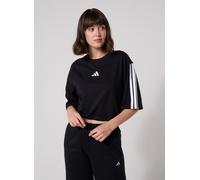 adidas Donna Essentials 3-Stripes Cotton Loose T-Shirt, Black/White, L
