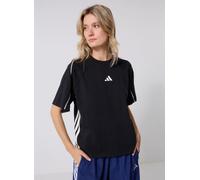 T-shirt adidas Stadium con 3 bande manica corta nero puro bianco donna - M