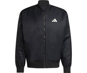 adidas Stadium Bomber, Giacca Sportiva Oversize Nera, Isolata in Poliestere con Zip Frontale e Tasche (IT, Testo, M, Regular, Regular)