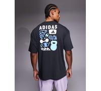 adidas T-shirt da training con stampa sovrapposta nera-Nero S