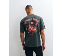 adidas T-shirt da training con stampa sul retro in grigio scuro-Nero XL