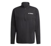 Adidas - T-shirt da uomo a maniche lunghe traspirante - Multi Half Zip Longsleeve Tee Black per Uomo in Pelle - Taglia S - Nero
