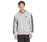 adidas Homme Essential Three Stripes French Terry Fullzip Hoodie, Medium Grey Heather/Black, L