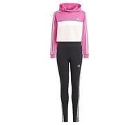 adidas Tiberio 3-Stripes Colorblock Fleece Leggings Set Kids, Tuta Bambina, Semi Lucid Fuchsia/White/White, 13-14 Years