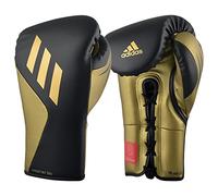 adidas Tilt 350 Pro with Lace Closure - with New Tilt Technology - for Men, Women, Unisex - Sustainable Vegan Leather Boxing. Kickboxing, MMA Training Gloves - (Met Black/Gold, 16oz)