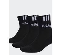 adidas Training confezione da 3 calzini a metà polpaccio imbottiti a 3 strisce neri e bianchi-Nero 46-48
