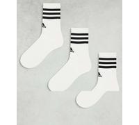 adidas Training confezione da 3 paia di calzini a tre strisce bianchi-Bianco L