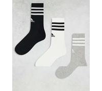 adidas Training - Confezione da 3 paia di calzini bianco, nero e grigio con tre strisce-Multicolore S