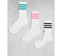 adidas Training - Confezione da 3 paia di calzini corti con 3 strisce multicolore-Bianco 42 2/3-44 2/3