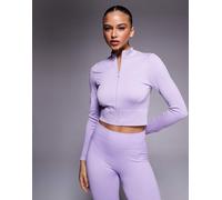 adidas Training - Crop top senza cuciture viola con zip S
