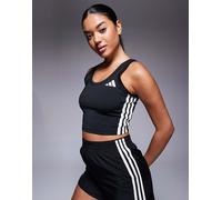 adidas Donna Train Essentials 3-Stripes Cropped Tank Top, Black/White, L