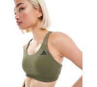 adidas - Training D4T - Reggiseno sportivo verde oliva a coste a supporto medio XS A-B Cup