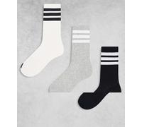 adidas Training - Essentials - Confezione da 3 paia di calzini grigi con 3 strisce-Grigio S