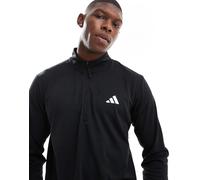 adidas Essentials 1/4 Zip Manica Lunga Uomini-Nero in nero
