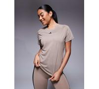 adidas Donna AEROREADY Train Essentials Minimal Branding Crewneck Tee, Chalky Brown/Black, XS