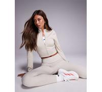 adidas - Training - Giacca corta con zip in maglia color pietra-Bianco XL