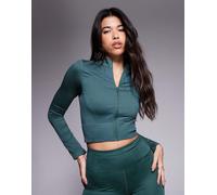 adidas - Training - Giacca corta con zip in maglia verde-azzurro M