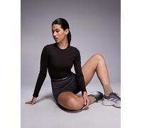 adidas - Training Hyperglam - Top a maniche lunghe marrone con logo lineare M