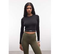 adidas - Training Hyperglam - Top a maniche lunghe nero con logo lineare S