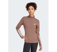 adidas Training - Hyperglam - Top sportivo da allenamento marrone e bianco con zip corta 2XS