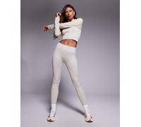 adidas - Training - Leggings modello lungo in maglia marrone chiaro-Bianco M