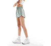 adidas Training - Pacer - Pantaloncini a vita alta verde argento S