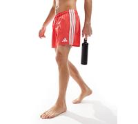 adidas Training - Pantaloncini da bagno da 3“ rossi con 3 strisce-Rosso XS