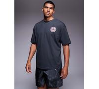 adidas - Training Power - T-shirt nera con stampa di globo sul retro-Nero XS