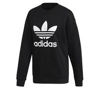 Adidas Trefoil Crew - Donna Felpa Pullover Cotone Nero FM3272 Nuovo