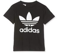 adidas Trefoil Tee, T-shirt Unisex - Bambini e Ragazzi, Black/White 295, 7-8 anni