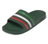 adidas Unisex Adilette Aqua Slides Team Dark Green/Ftwr White/Bright Red 7 UK 40.5 EU