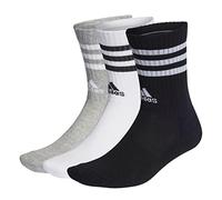 adidas Unisex - Adulto 3-Stripes Cushioned Crew Socks 3 Pairs, Medium Grey Heather / White / Black / White, 10.5-12.5