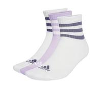 adidas Unisex - Adulto 3-Stripes Cushioned Sportswear Mid-Cut Socks 3 Pairs, White/White/Powder Plum, 6.5-8