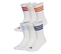 adidas Unisex - Adulto 3 Stripes Essentials Cushioned Crew Socks 6 Pair Pack, white/active maroon/fox orange/dark blue, 42-45