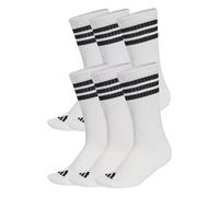 adidas Mixte 3 Stripes Essentials Cushioned Crew Socks 6 Pair Pack, white/black/black, 10.5-12.5