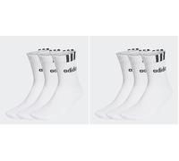 adidas Unisex - Adulto 3-Stripes Linear Half-Crew Cushioned Socks 3 Pairs, White/Black, 42-45 (Confezione da 2)