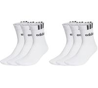 adidas Unisex - Adulto 3-Stripes Linear Half-Crew Cushioned Socks 3 Pairs, White/Black, 45-48 (Confezione da 2)