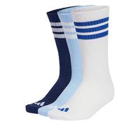 CALZINI SPORTIVI AMMORTIZZATI 3 Strisce CONFEZIONE DA 3 PAIA CREW Dark Blue / White / Glow Blue 46-48