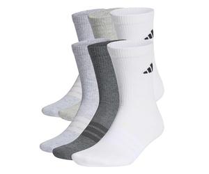 adidas Unisex - Adulto Cushioned Crew Socks 6 Pair Pack, white/light grey heather/medium grey heather/dark grey heather, 6-7 Years