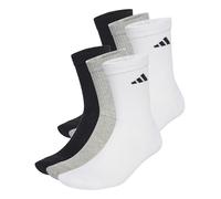 adidas Unisex - Adulto CUSHIONED CREW SOCKS 6 PAIR PACK, White/Medium Grey Heather/Black, 6.5-8