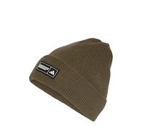 adidas Unisex - Adulto Essentials Label Beanie Cuffed Hat, Olive Strata/White, L-XL