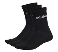 adidas Unisex - Adulto Linear Crew Cushioned Socks 3 Pairs, Black / White, 4.5-6