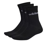 adidas Unisex - Adulto Linear Crew Cushioned Socks 3 Pairs, Black / White, 4.5-6