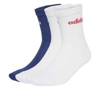 adidas Unisex - Adulto Linear Crew Cushioned Socks 3 Pairs, Dark Blue/White/White, 5-6 Years