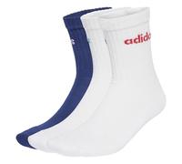 adidas Unisex - Adulto Linear Crew Cushioned Socks 3 Pairs, Dark Blue/White/White, 8.5-10