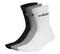 adidas Unisex - Adulto Linear Crew Cushioned Socks 3 Pairs, Medium Grey Heather / White / Black, 4.5-6