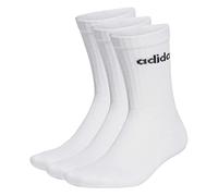 adidas Unisex - Adulto Linear Crew Cushioned Socks 3 Pairs, White / Black, 6.5-8